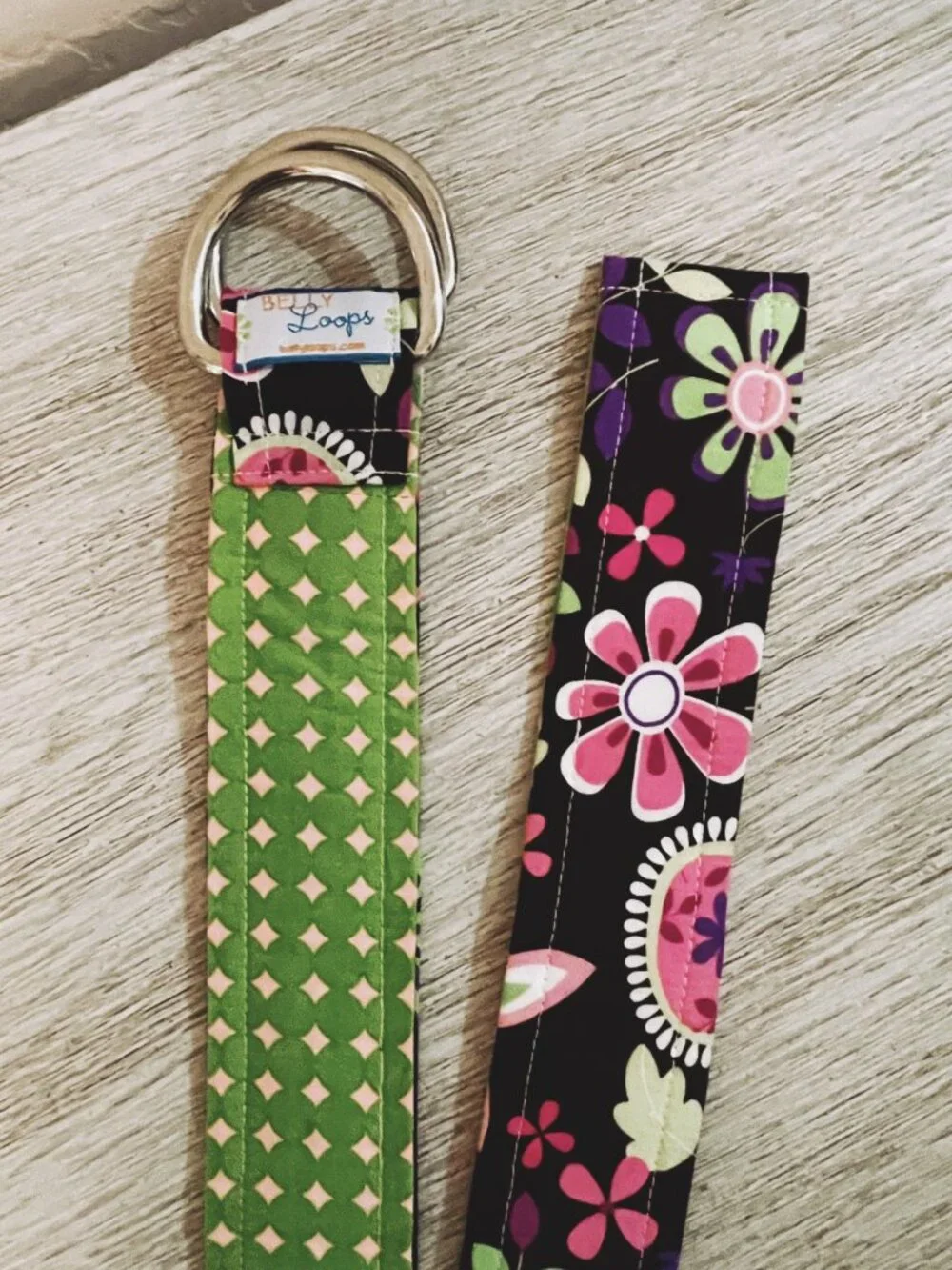 Belly Loops Fabric Belt Floral Dot Multi Pink Green